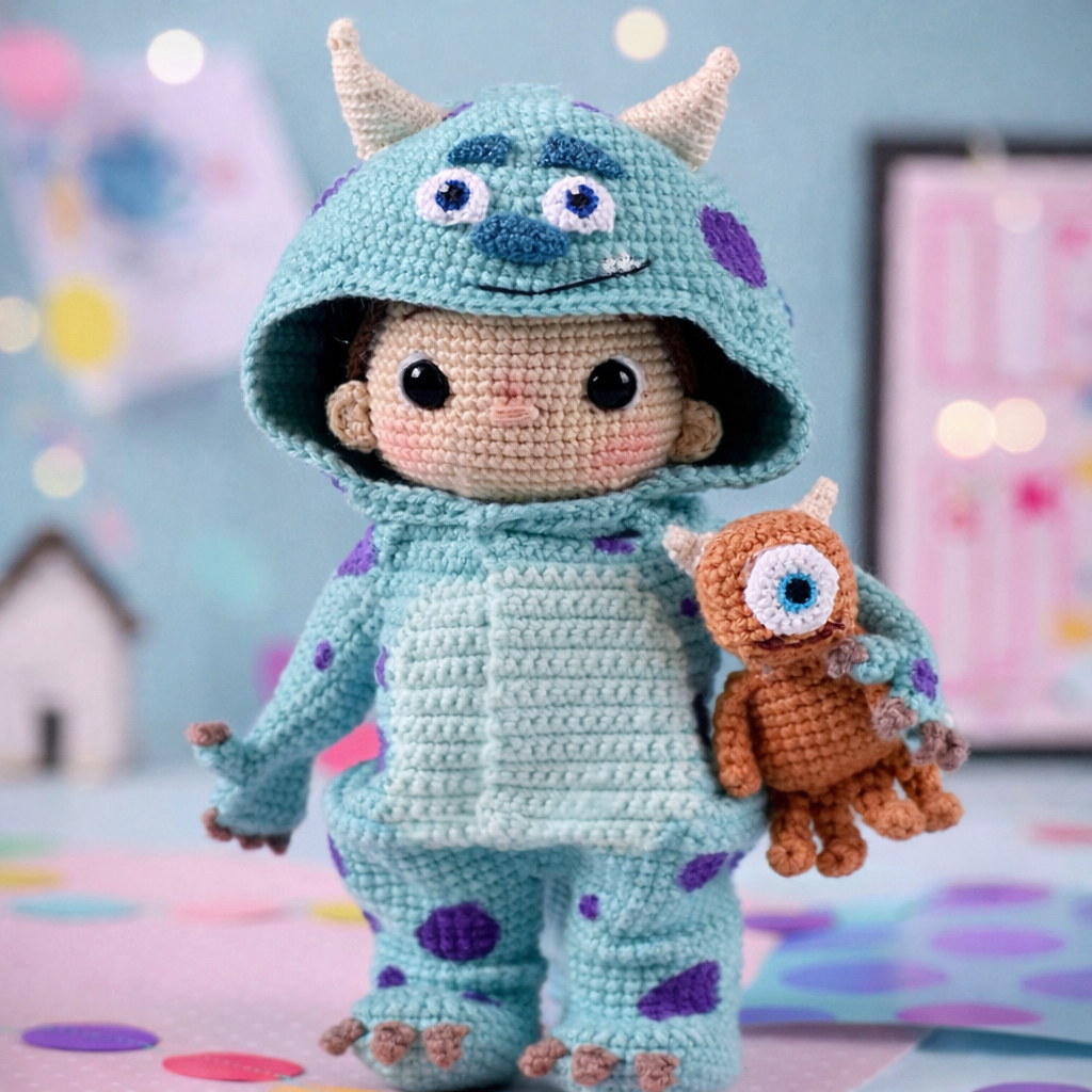 Sullivan Costume Crochet Pattern – Monster Doll Amigurumi PDF