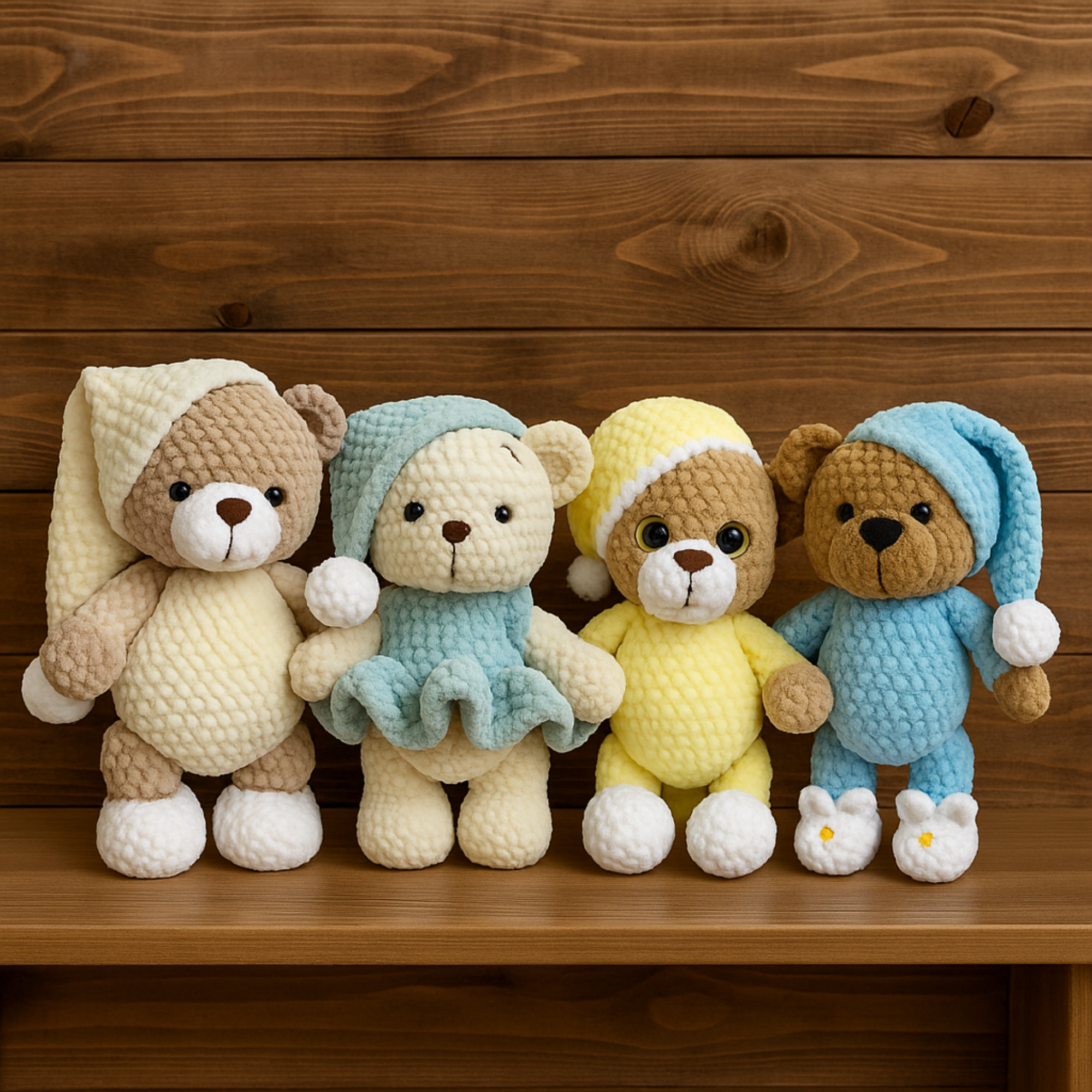 Cozy Night Bears Crochet Pattern Bundle PDF | Cute Sleepy Teddy Amigurumi | Baby Gift Plush Toy Pattern - Image 2