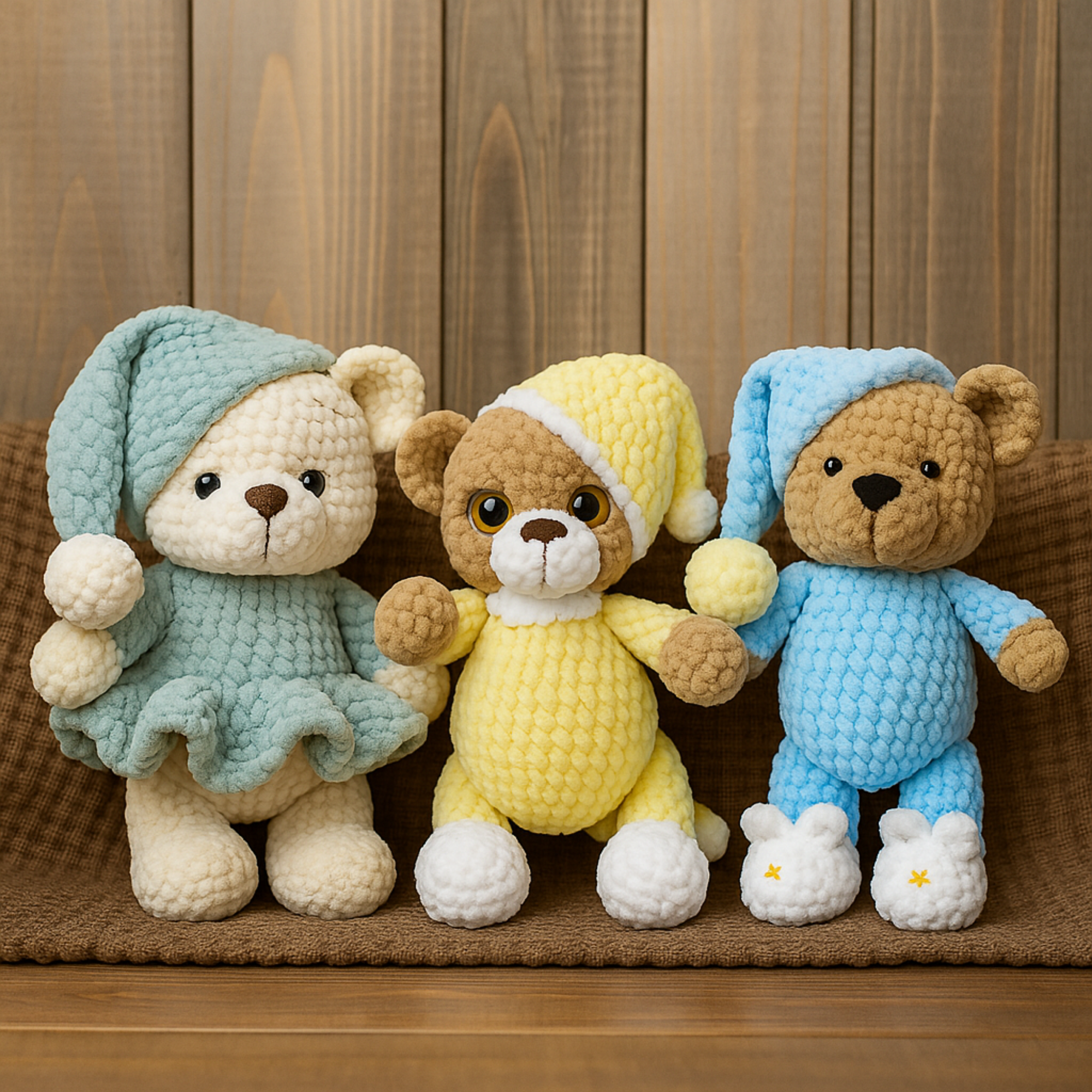 Cozy Night Bears Crochet Pattern Bundle PDF | Cute Sleepy Teddy Amigurumi | Baby Gift Plush Toy Pattern - Image 3