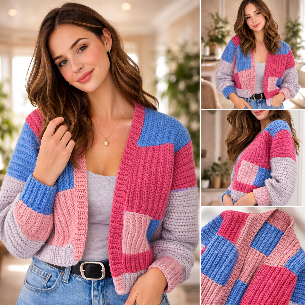 Check Me Out Crochet Cardigan Pattern – Patchwork Crochet Sweater PDF Tutorial - Image 4