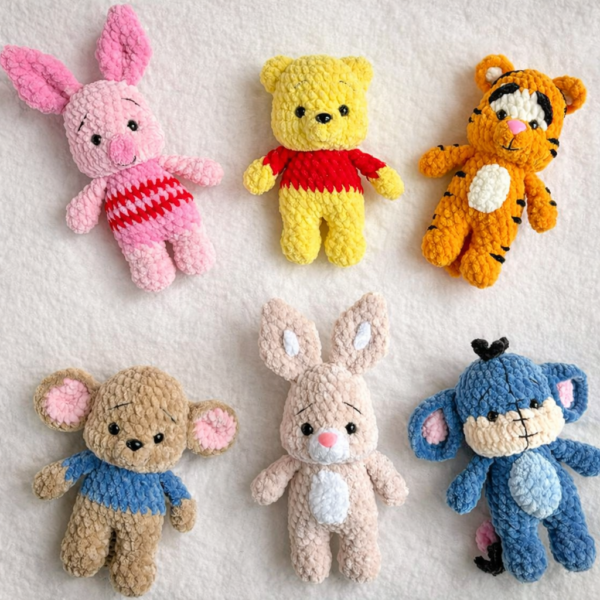 6-in-1 Winnie the Pooh Piglet Tigger Eeyore  Disney Amigurumi Plush Toys | Crochet Patterns Bundle PDF