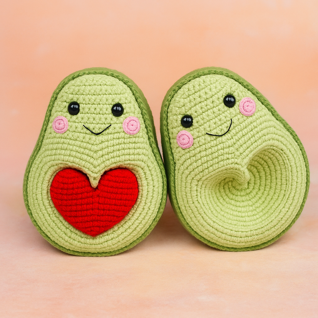 Avocados in Love Crochet Pattern PDF | Amigurumi Couple with Heart