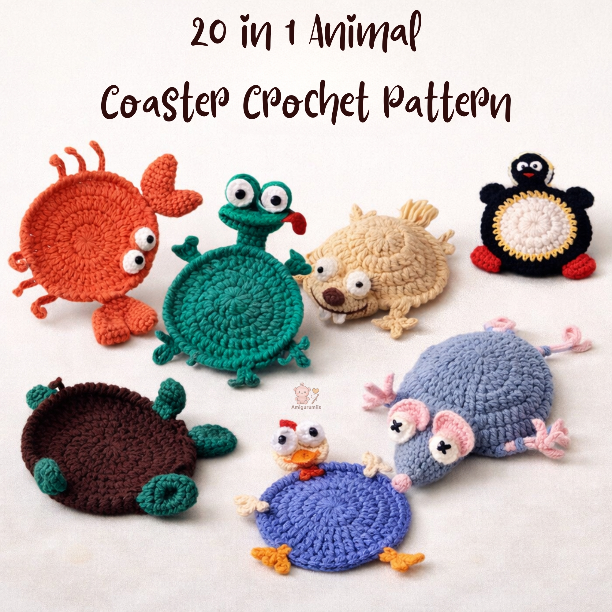 20 Animal Crochet Coaster Patterns PDF – Cute Amigurumi Coasters Bundle for Beginners - Image 2
