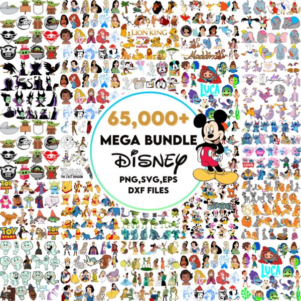 65000+ Special Mega Bundle SVG PNG Princess, Mickey Mouse, Sublimation Files Cartoon Bundle , Digital Download