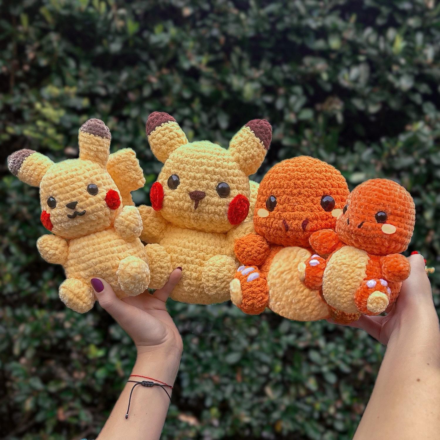 4in1 Pokémon-Inspired Amigurumi Crochet Pattern Bundle - PDF Digital Download - Pikachu, Charmander, Squirtle & Bulbasaur - Image 2